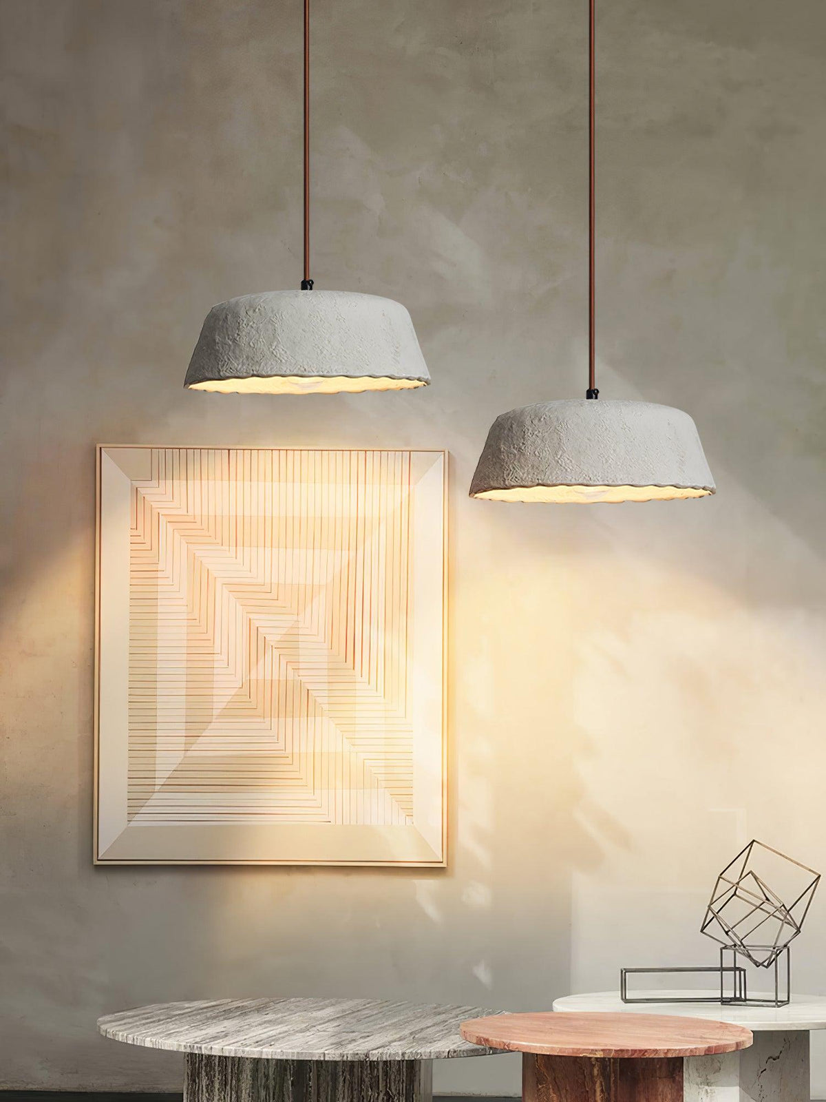 Stone Contemporary Wood Pendant Lamp