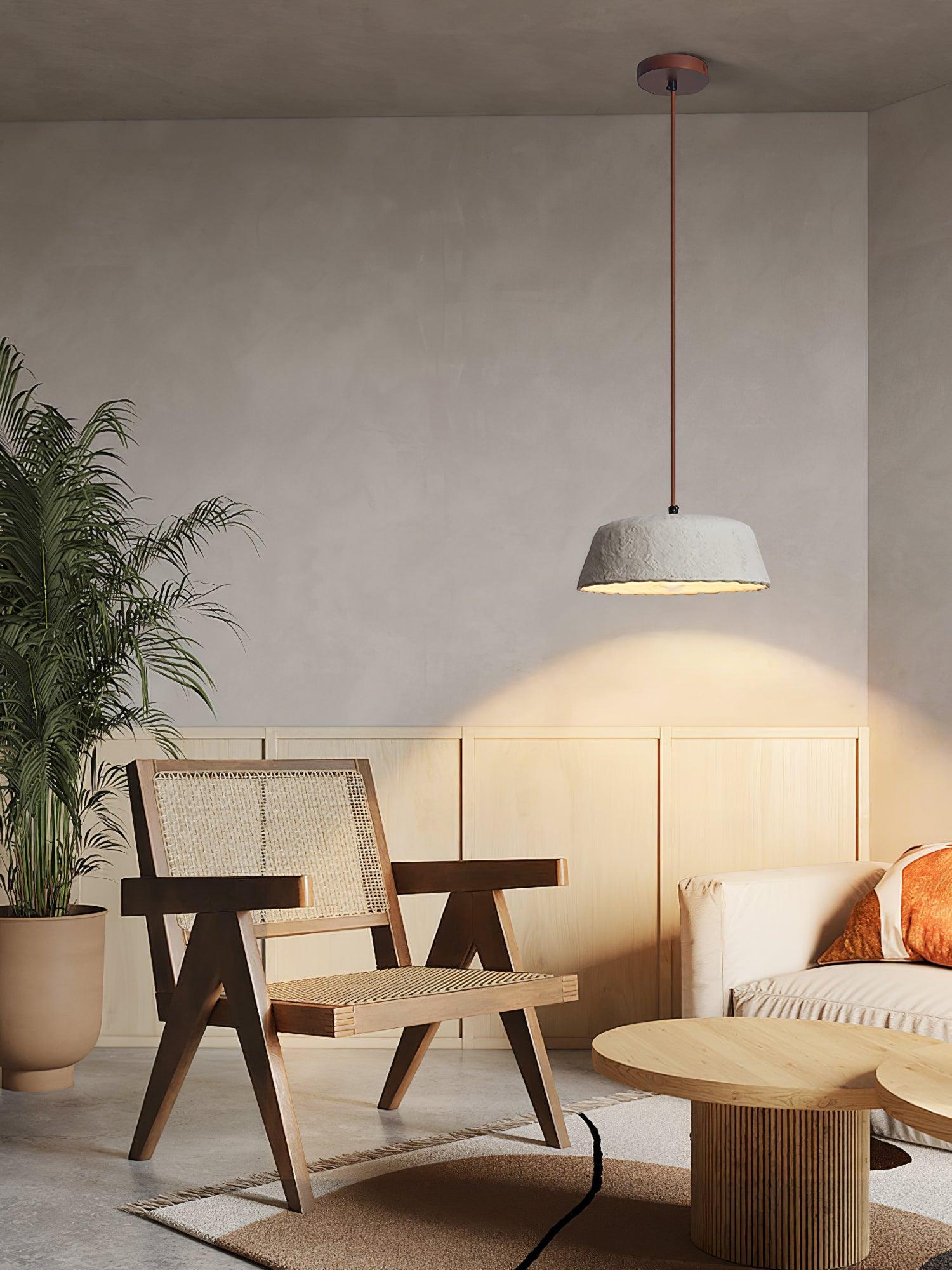 Stone Contemporary Wood Pendant Lamp