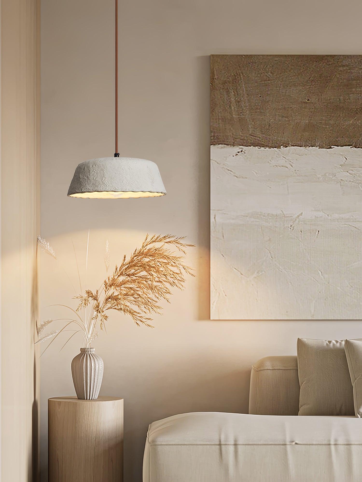 Stone Contemporary Wood Pendant Lamp