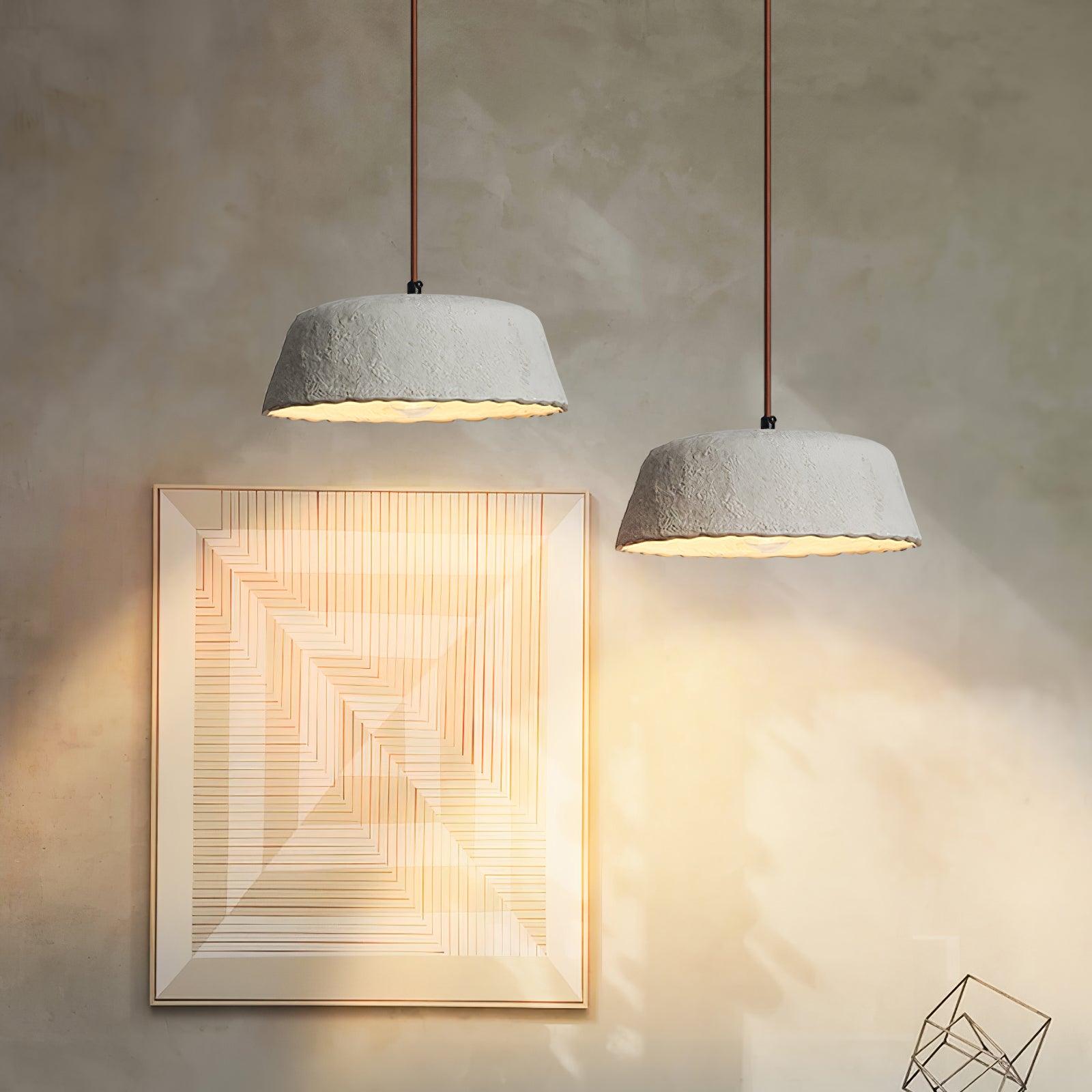 Stone Contemporary Wood Pendant Lamp