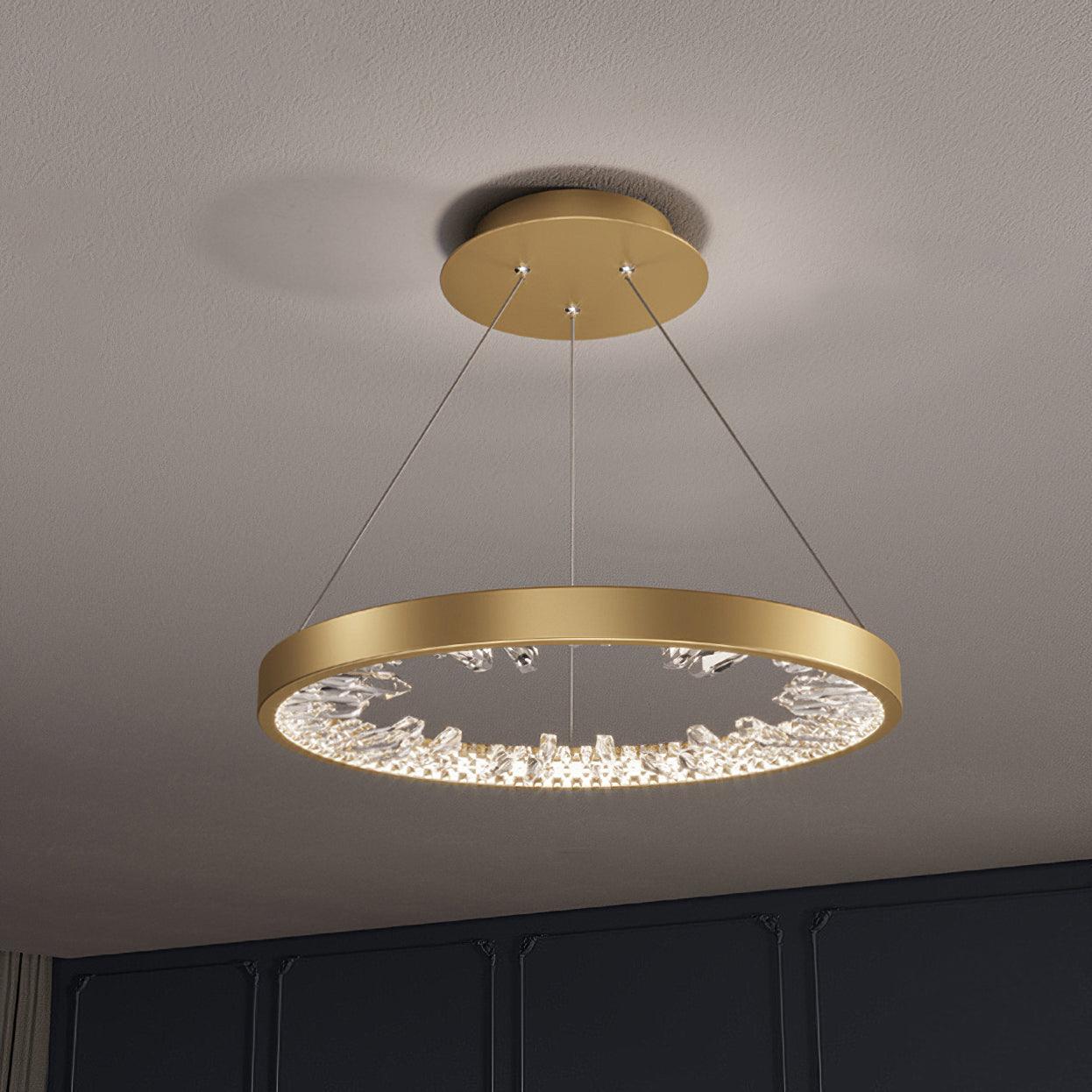 Lustra Chandelier Circle Crystal Gold Ring Elegant - Neutral Decor