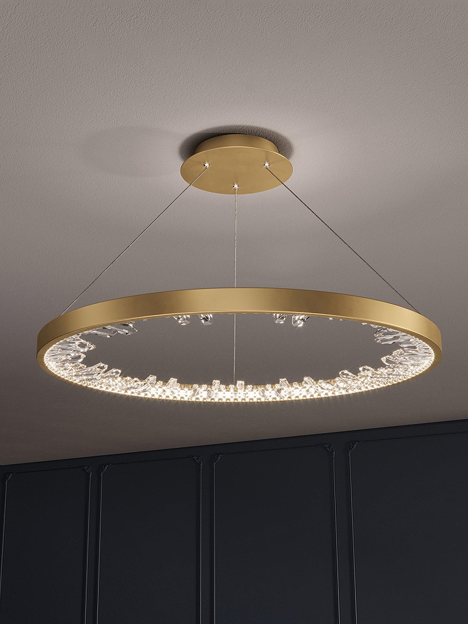 Lustra Chandelier Circle Crystal Gold Ring Elegant - Neutral Decor