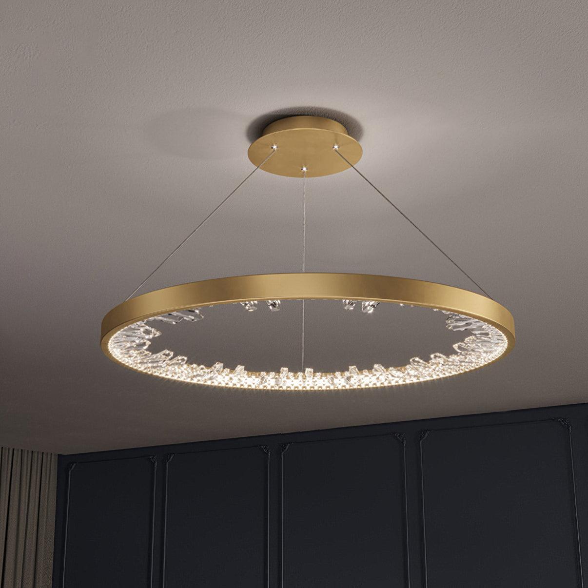 Lustra Chandelier Circle Crystal Gold Ring Elegant - Neutral Decor