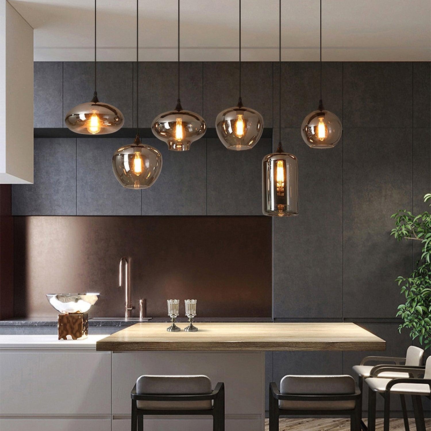 Gabrielle Minimalist Bottle Glass Pendant Light Smoke Gray