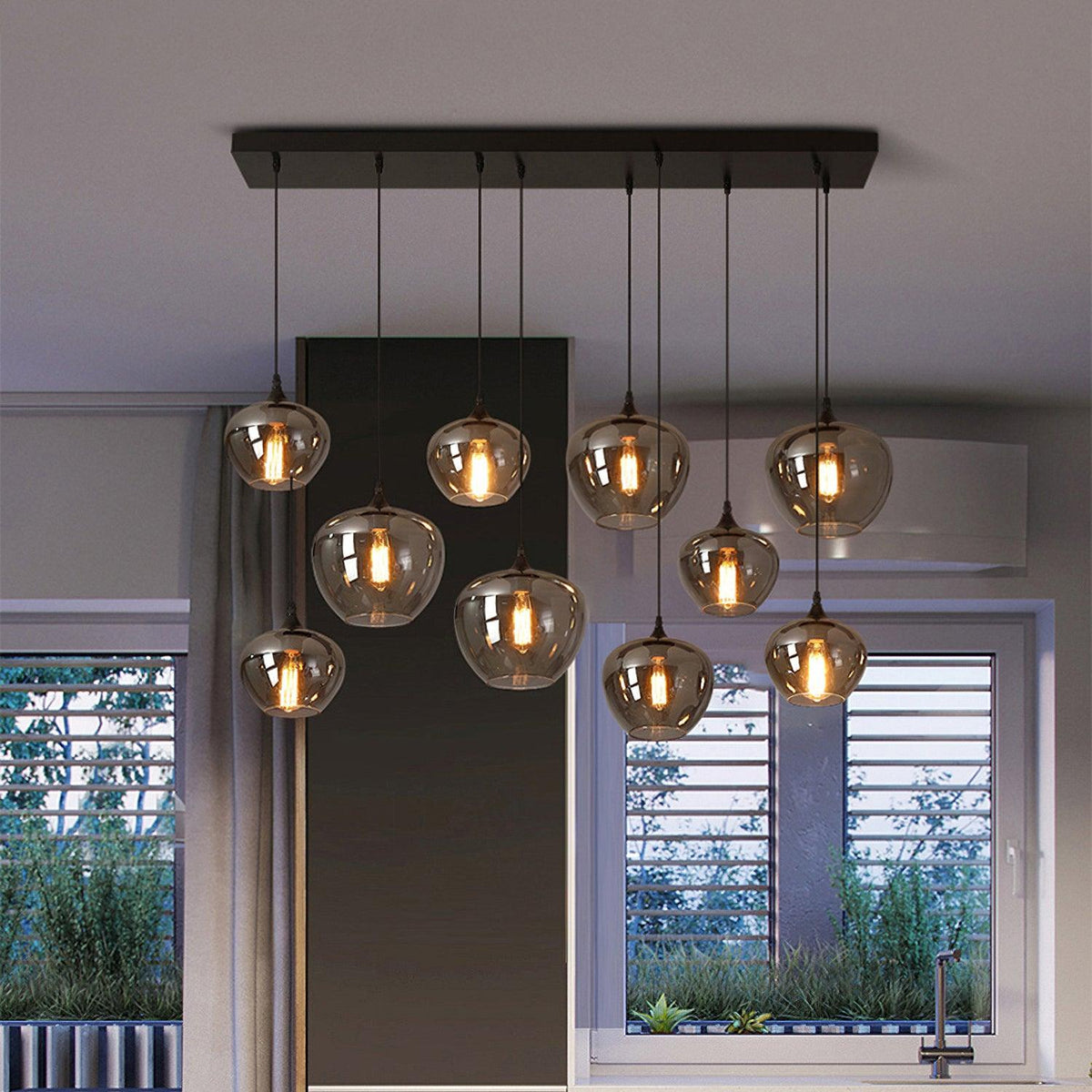 Gabrielle Minimalist Bottle Glass Pendant Light Smoke Gray