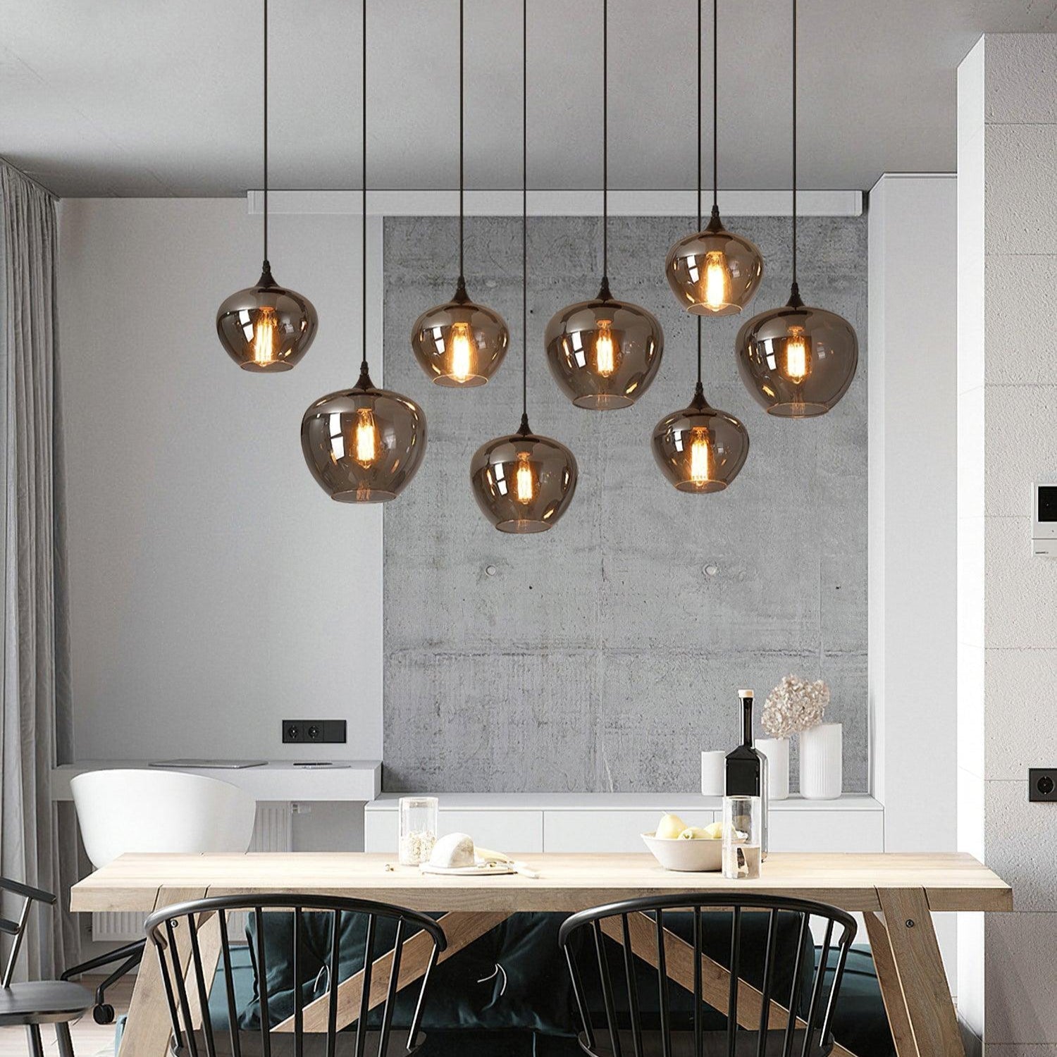 Gabrielle Minimalist Bottle Glass Pendant Light Smoke Gray