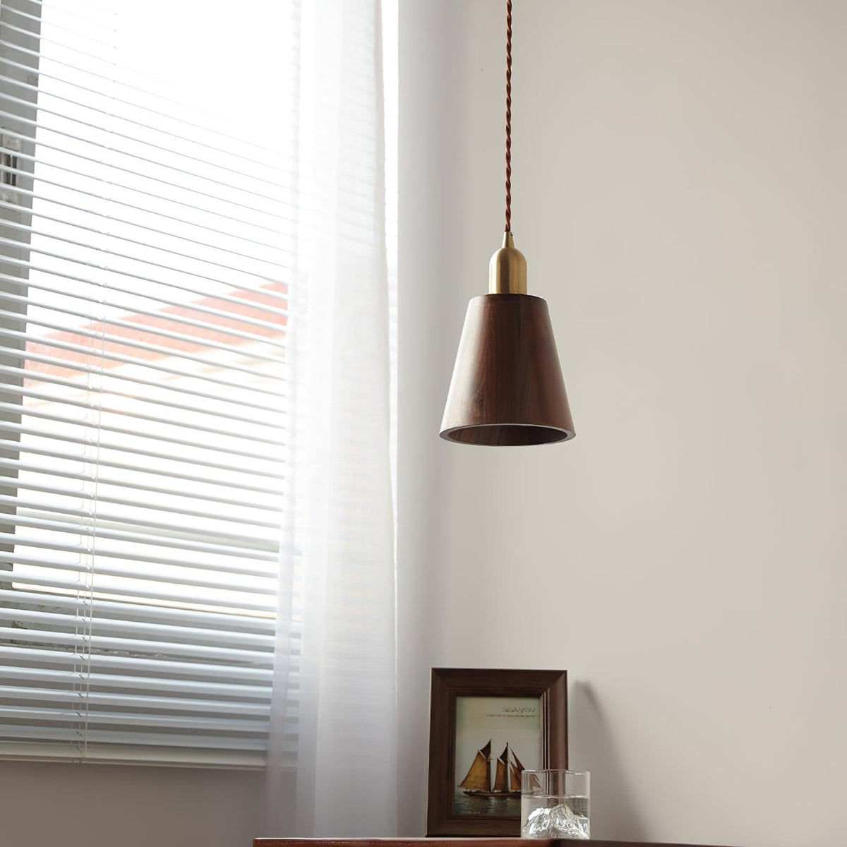 Sylinenne Pendant Lamp Walnut Brass Modern for Living Room