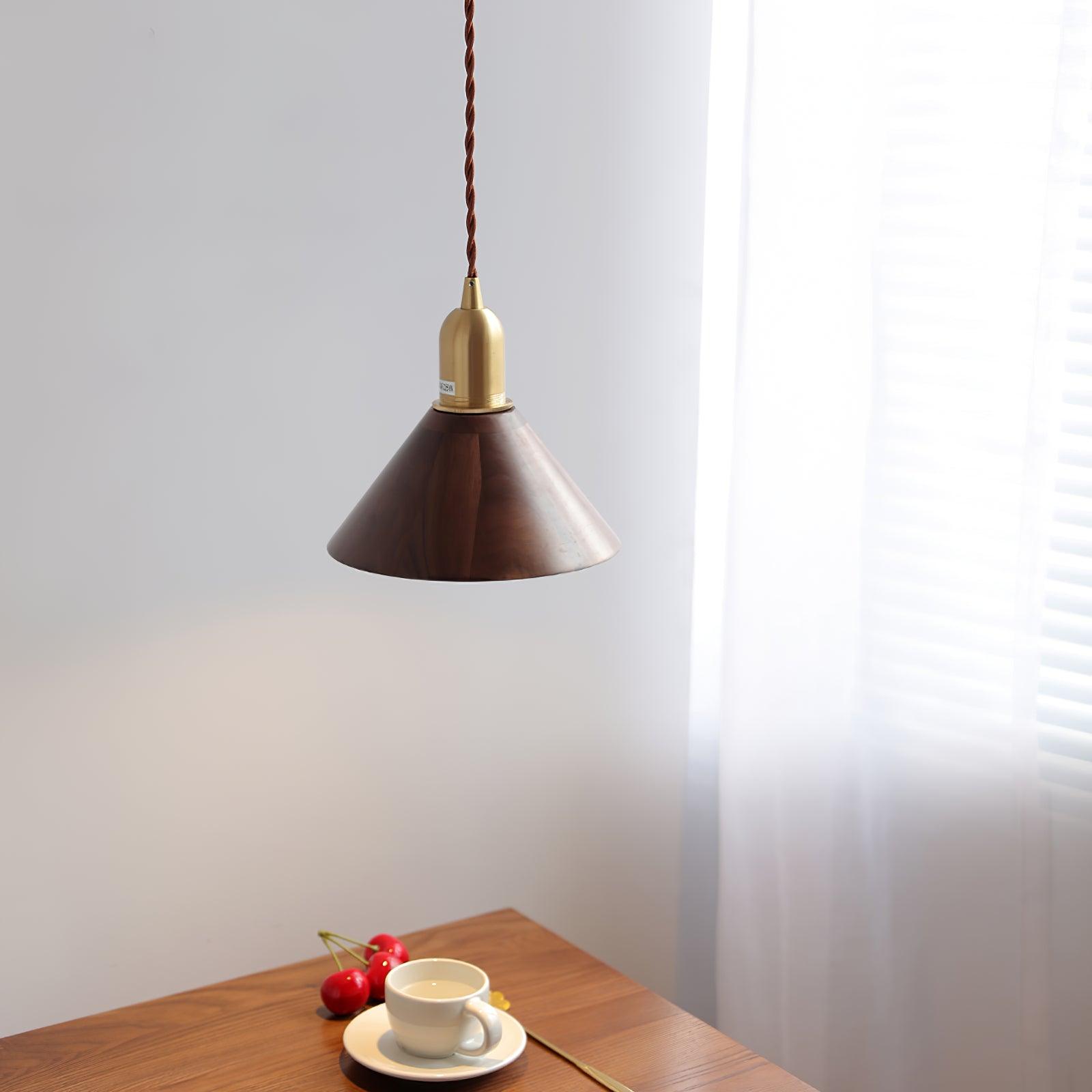 Sylinenne Pendant Lamp Walnut Brass Modern for Living Room