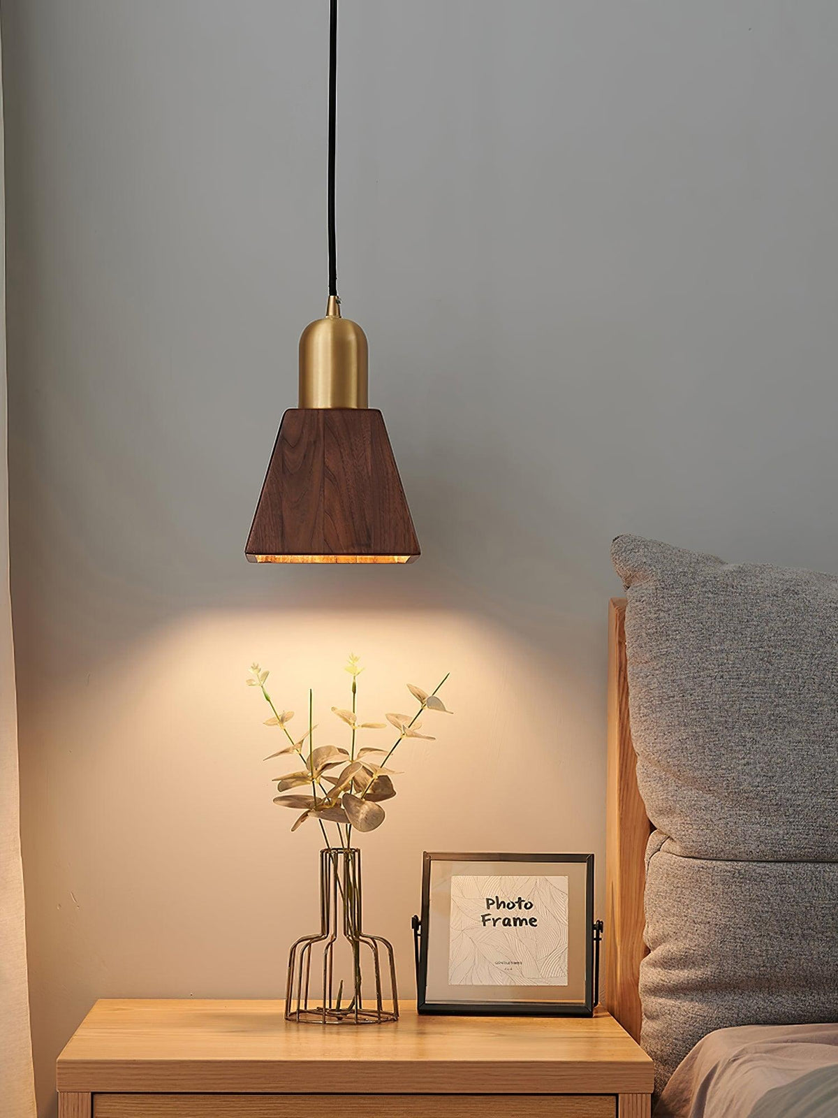 Sylinenne Pendant Lamp Walnut Brass Modern for Living Room