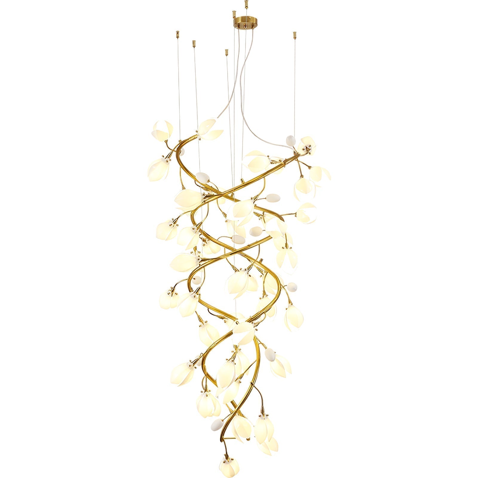 Evene Spiral Ceramic Brass Chandelier