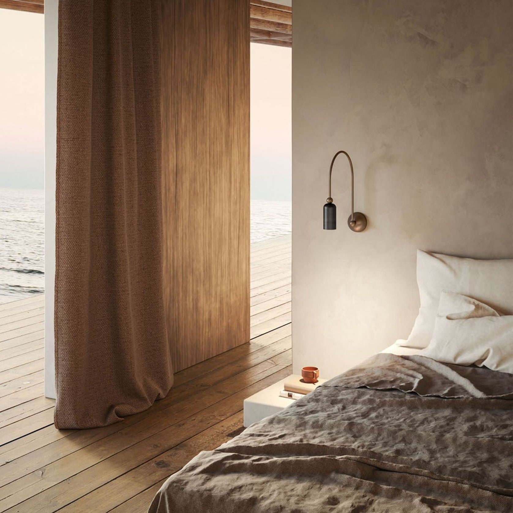 Vortigaud Curved Bronze Black Wall Light