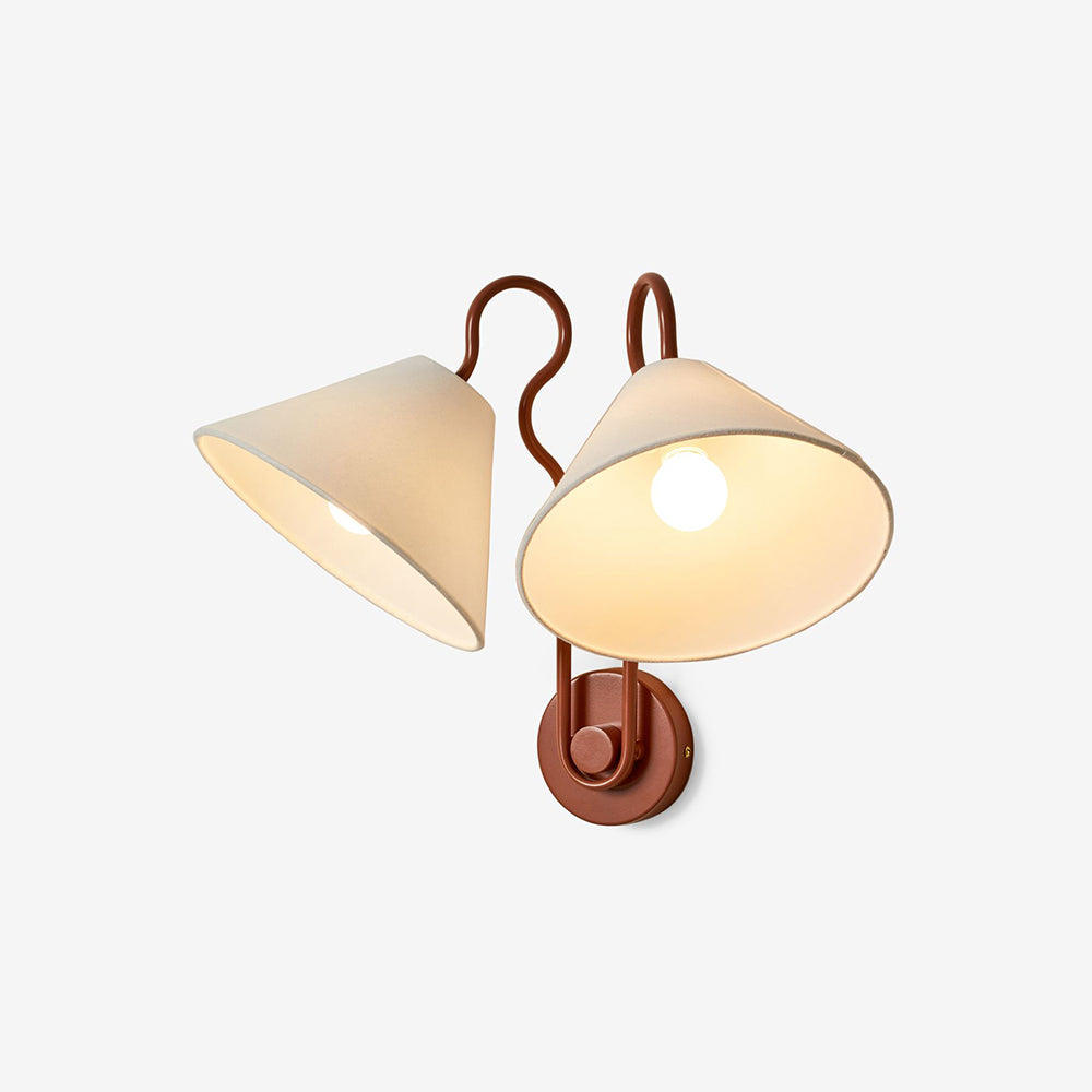 Paloma Double White Cone Shades Wall Lamp Fabric