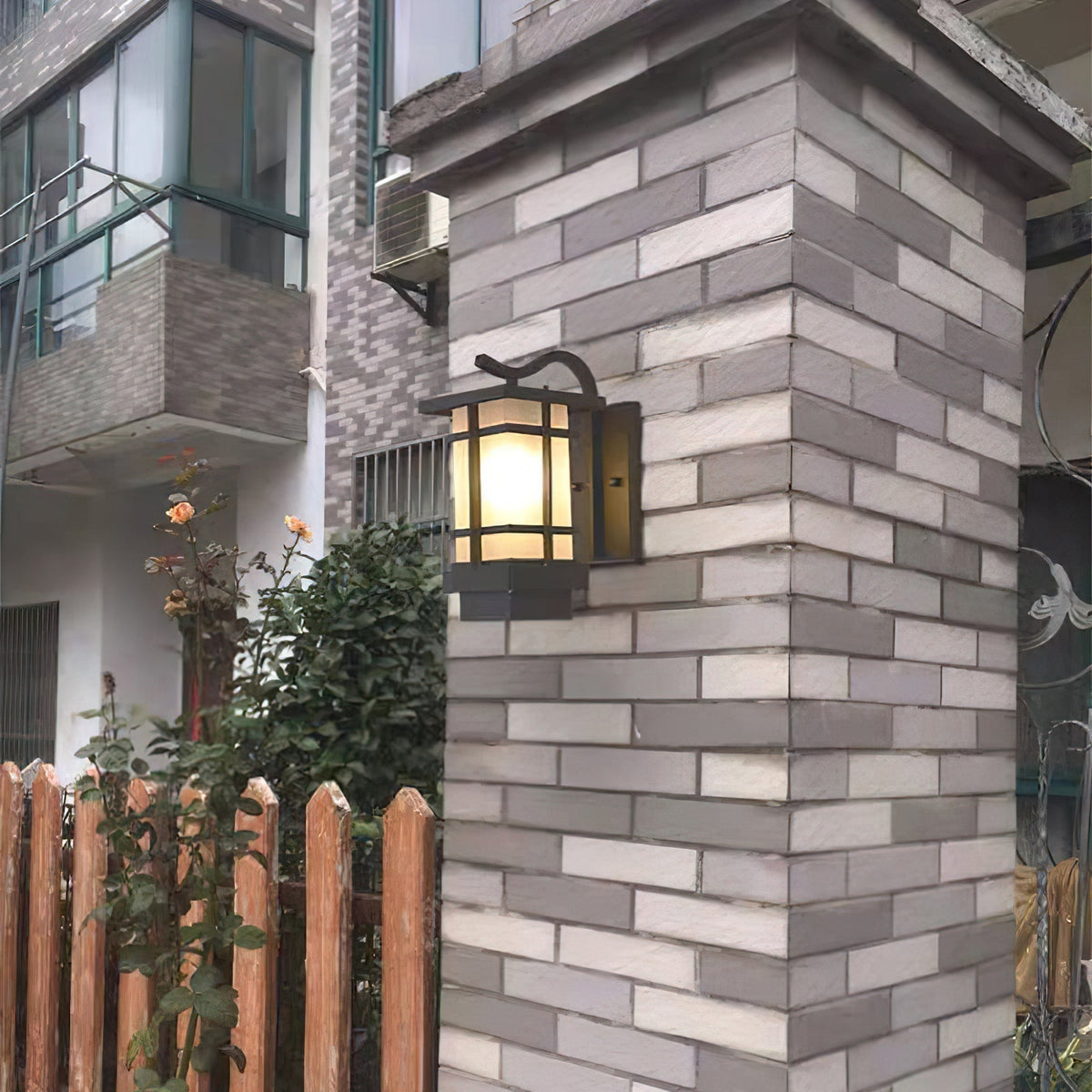 Madison Unique Glass Lantern Outdoor Wall Lamp