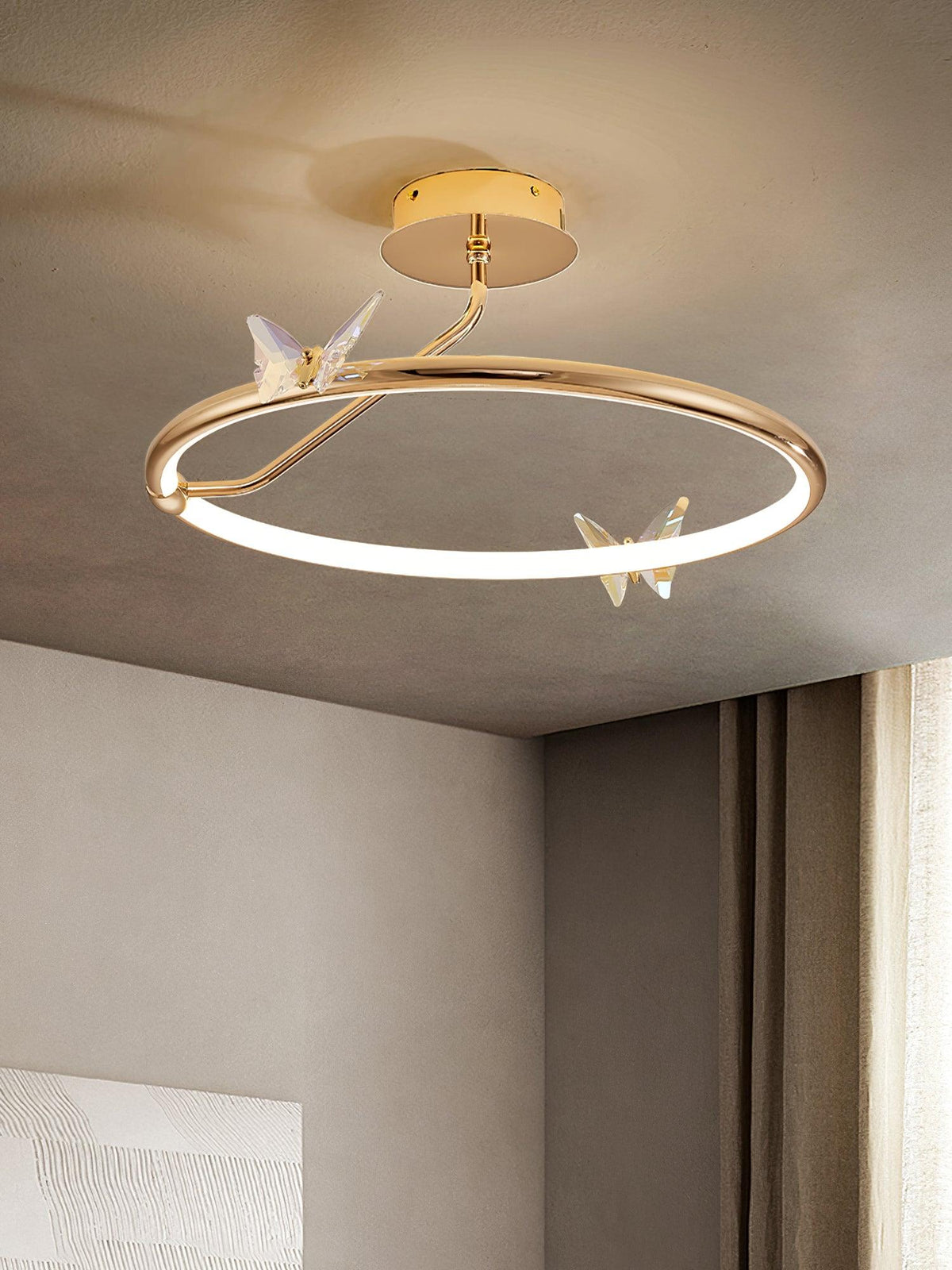 Cyrelel Ceiling Lamp Magic Butterfly Crystal Accents LED Ring