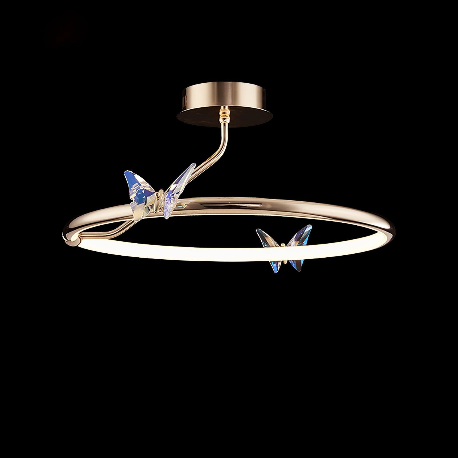 Cyrelel Ceiling Lamp Magic Butterfly Crystal Accents LED Ring