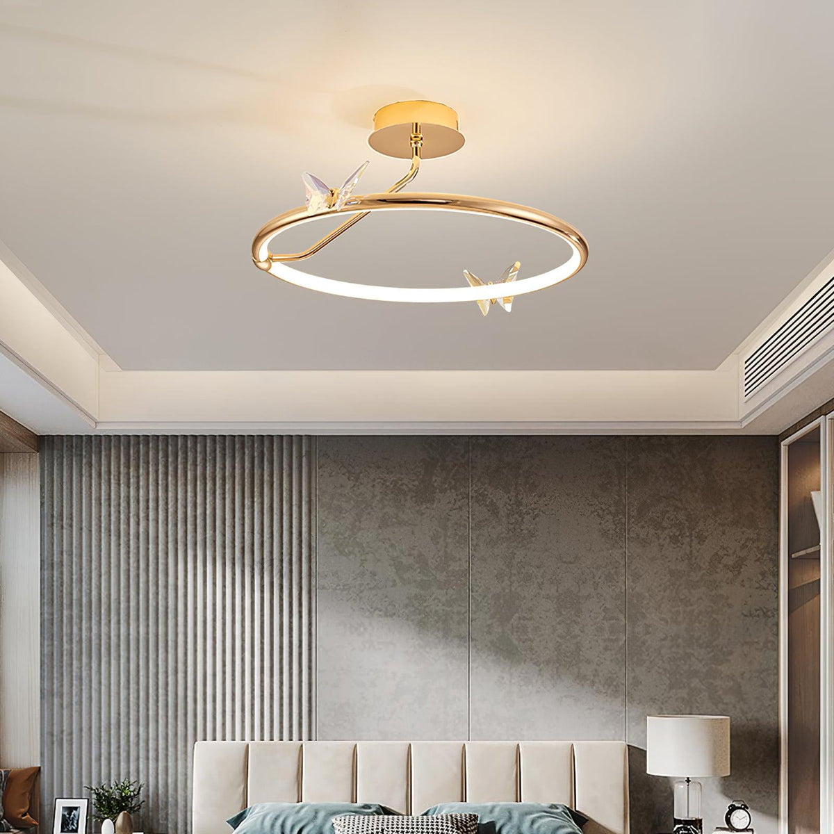 Cyrelel Ceiling Lamp Magic Butterfly Crystal Accents LED Ring