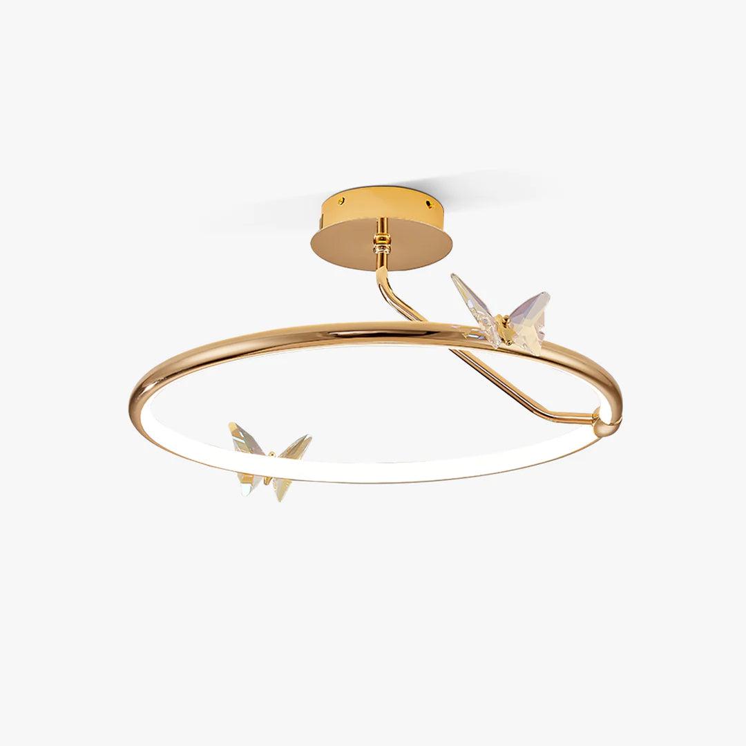 Cyrelel Ceiling Lamp Magic Butterfly Crystal Accents LED Ring
