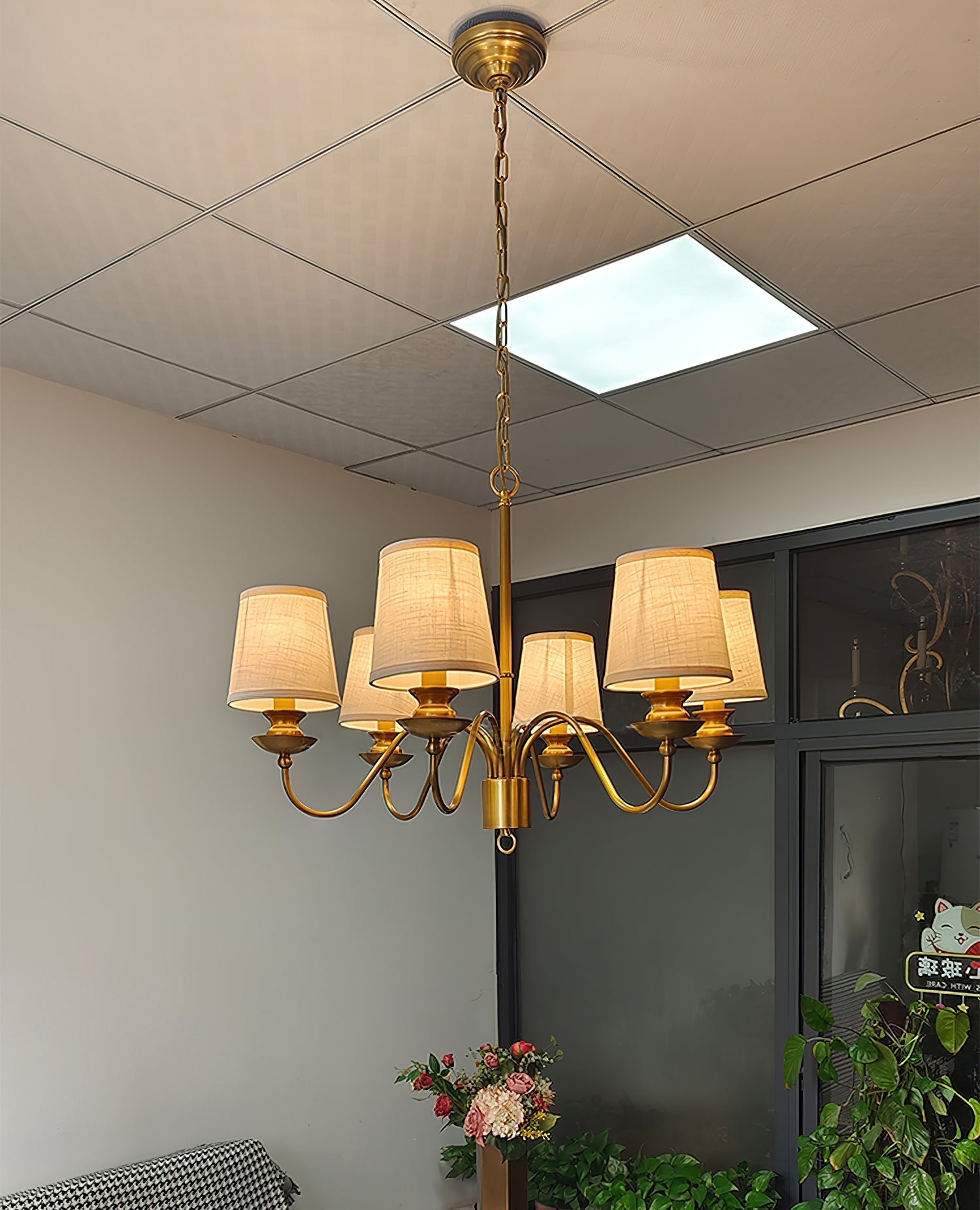 Imiryra Postmodern Luxury Brass Fabric Chandelier