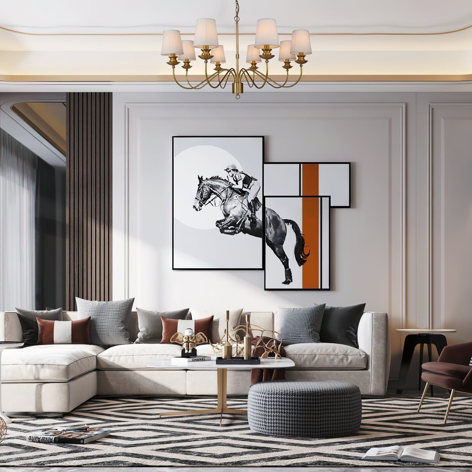 Imiryra Postmodern Luxury Brass Fabric Chandelier