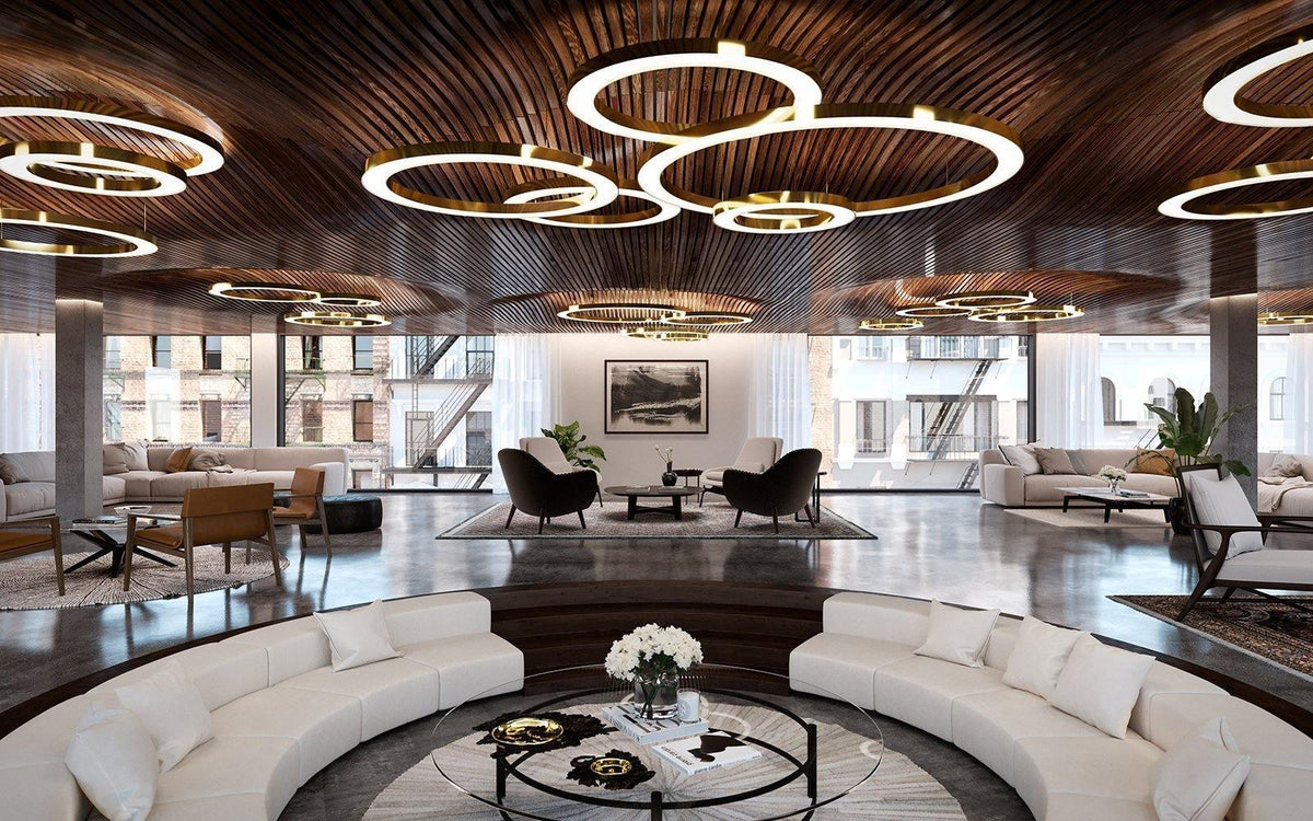 Dexlin Pendant Light LED Ring Gold Modern 3-Ring