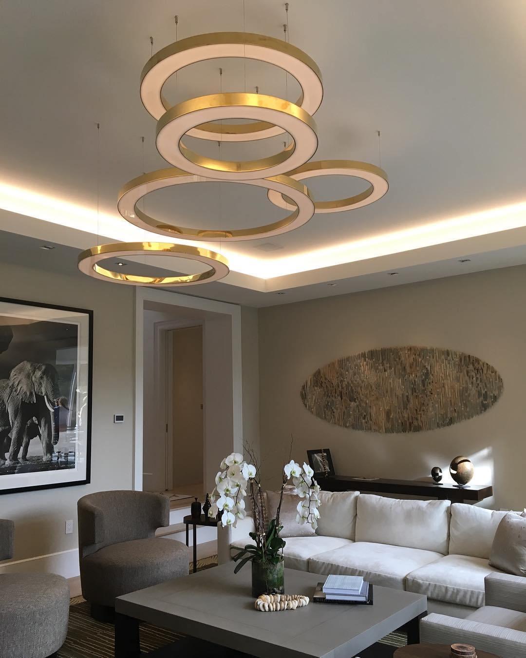 Dexlin Pendant Light LED Ring Gold Modern 3-Ring