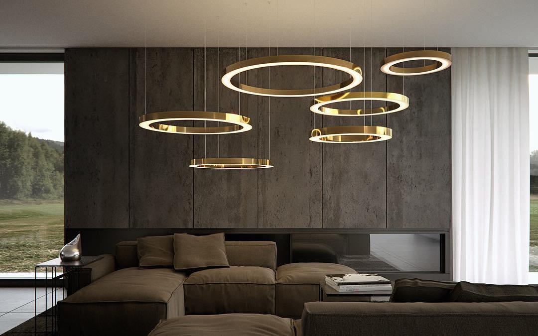Dexlin Pendant Light LED Ring Gold Modern 3-Ring