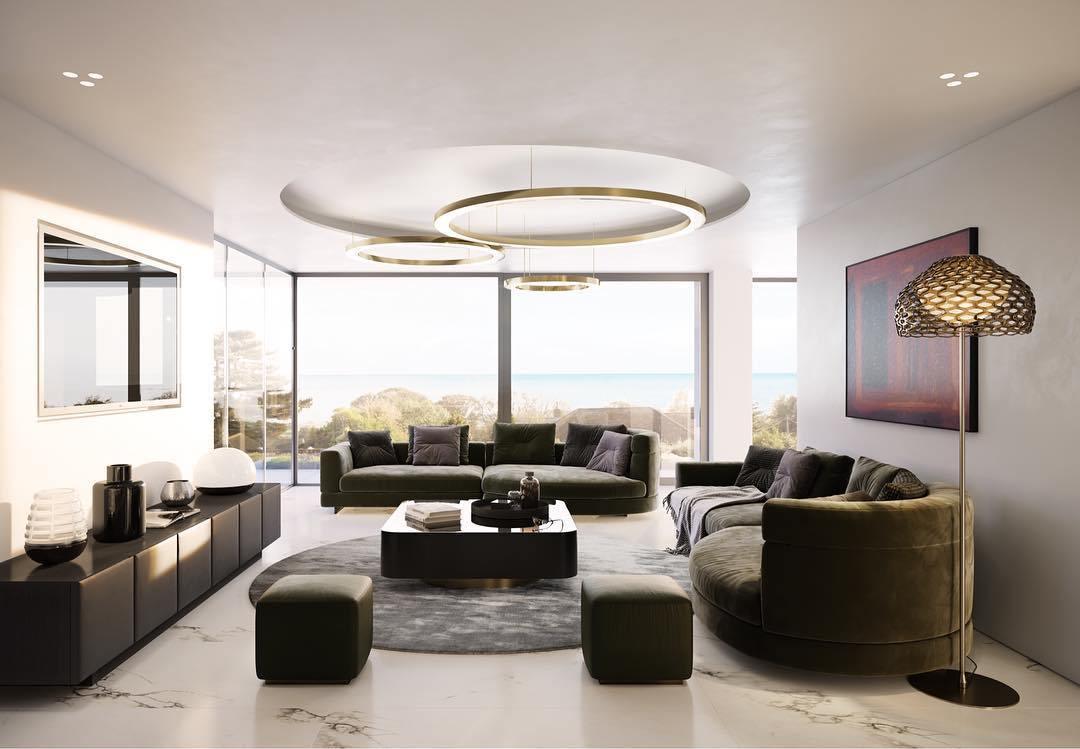 Dexlin Pendant Light LED Ring Gold Modern 3-Ring