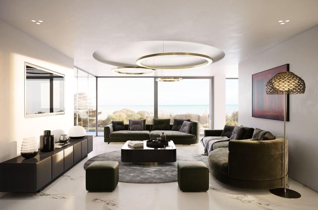 Dexlin Pendant Light LED Ring Gold Modern 3-Ring