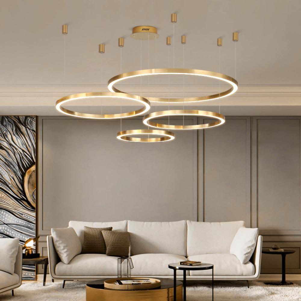 Dexlin Pendant Light LED Ring Gold Modern 3-Ring