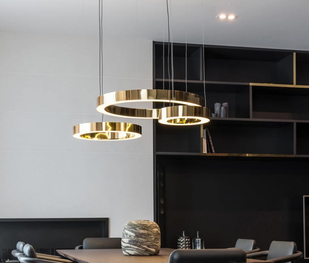 Dexlin Pendant Light LED Ring Gold Modern 3-Ring