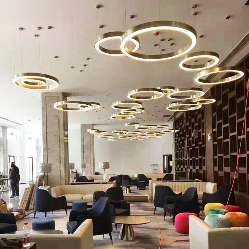 Dexlin Pendant Light LED Ring Gold Modern 3-Ring