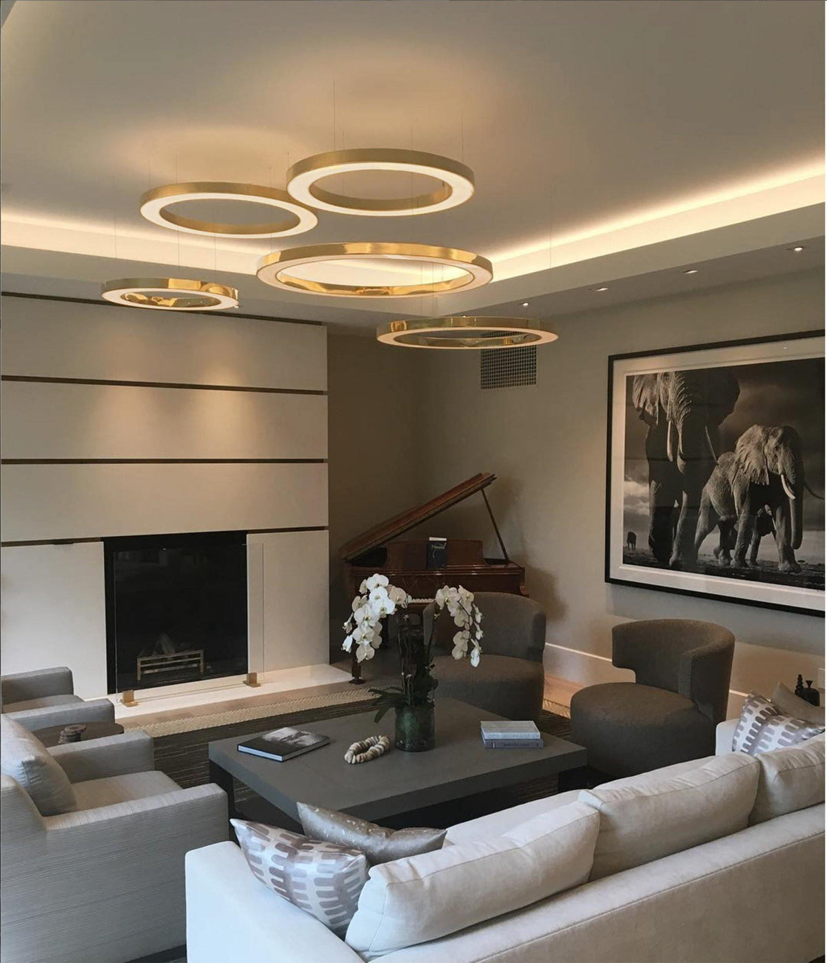 Dexlin Pendant Light LED Ring Gold Modern 3-Ring