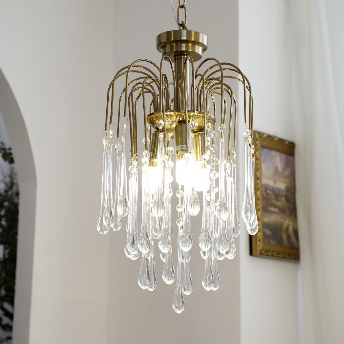Ciel Chandelier Golden Arms and Crystal