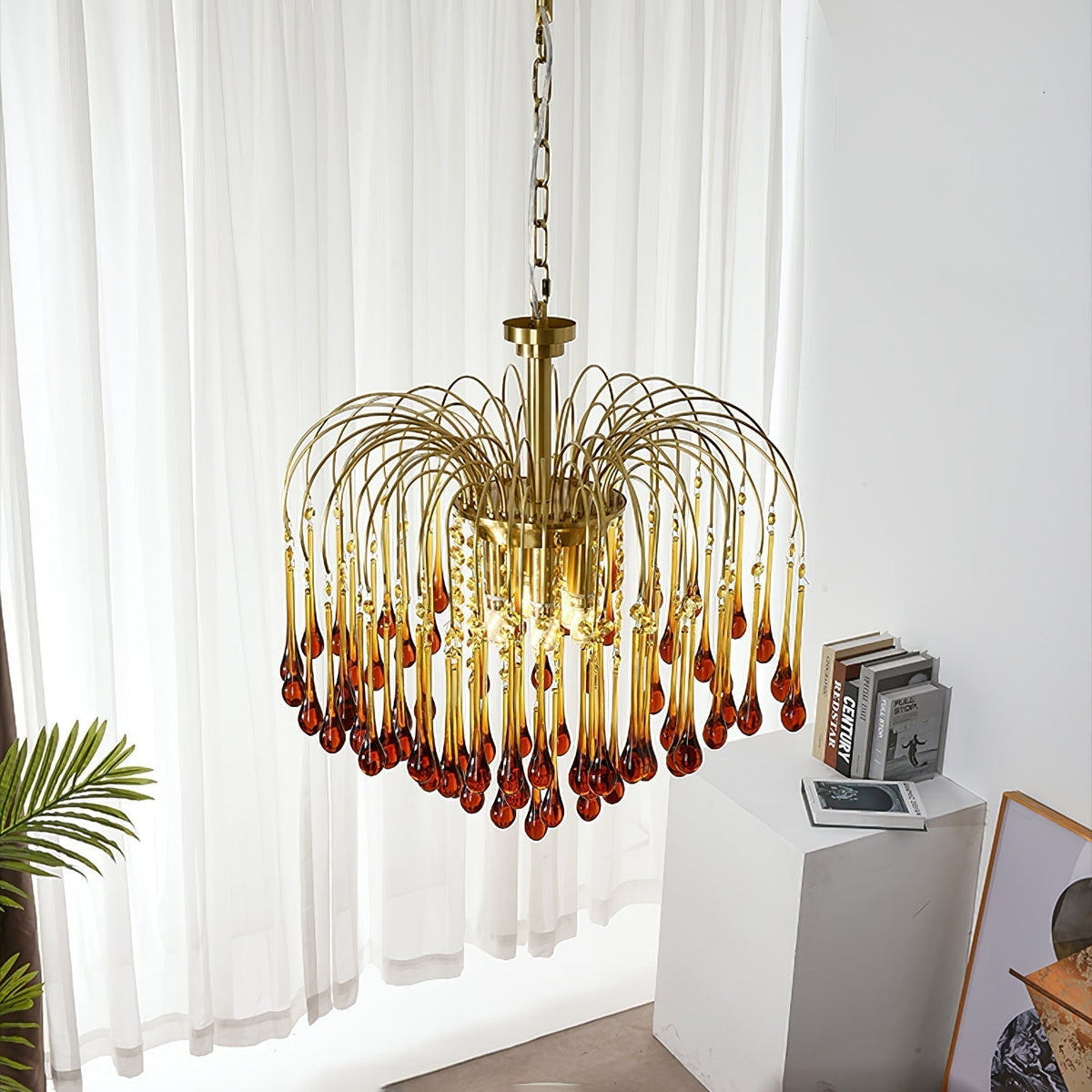 Ciel Chandelier Golden Arms and Crystal
