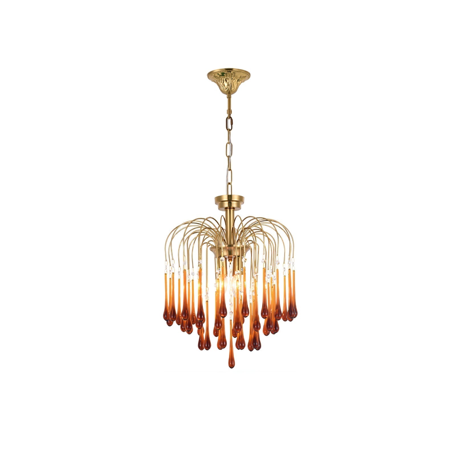 Lustra Chandelier Golden Arms and Crystal - Neutral Decor