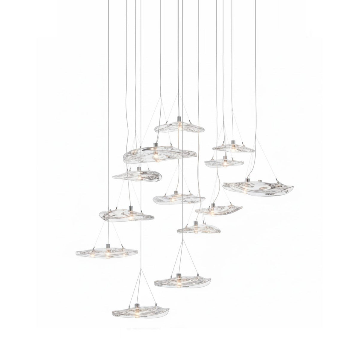Glacial Float Cascade Glass Chandelier