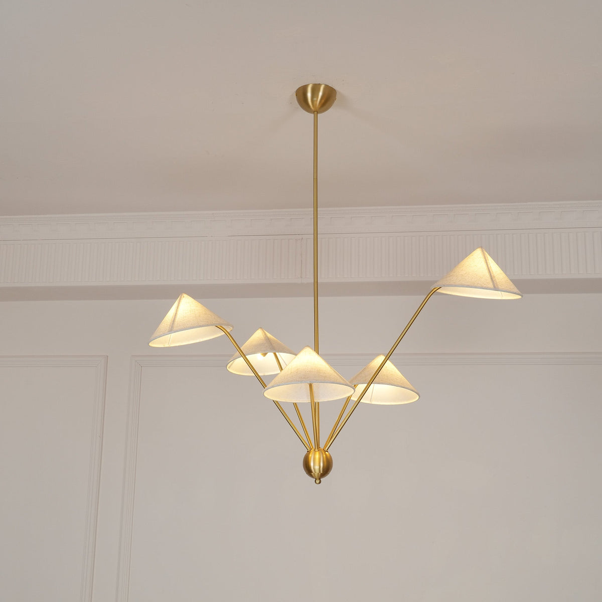 Oriisora Chandelier Brass Curved Beige
