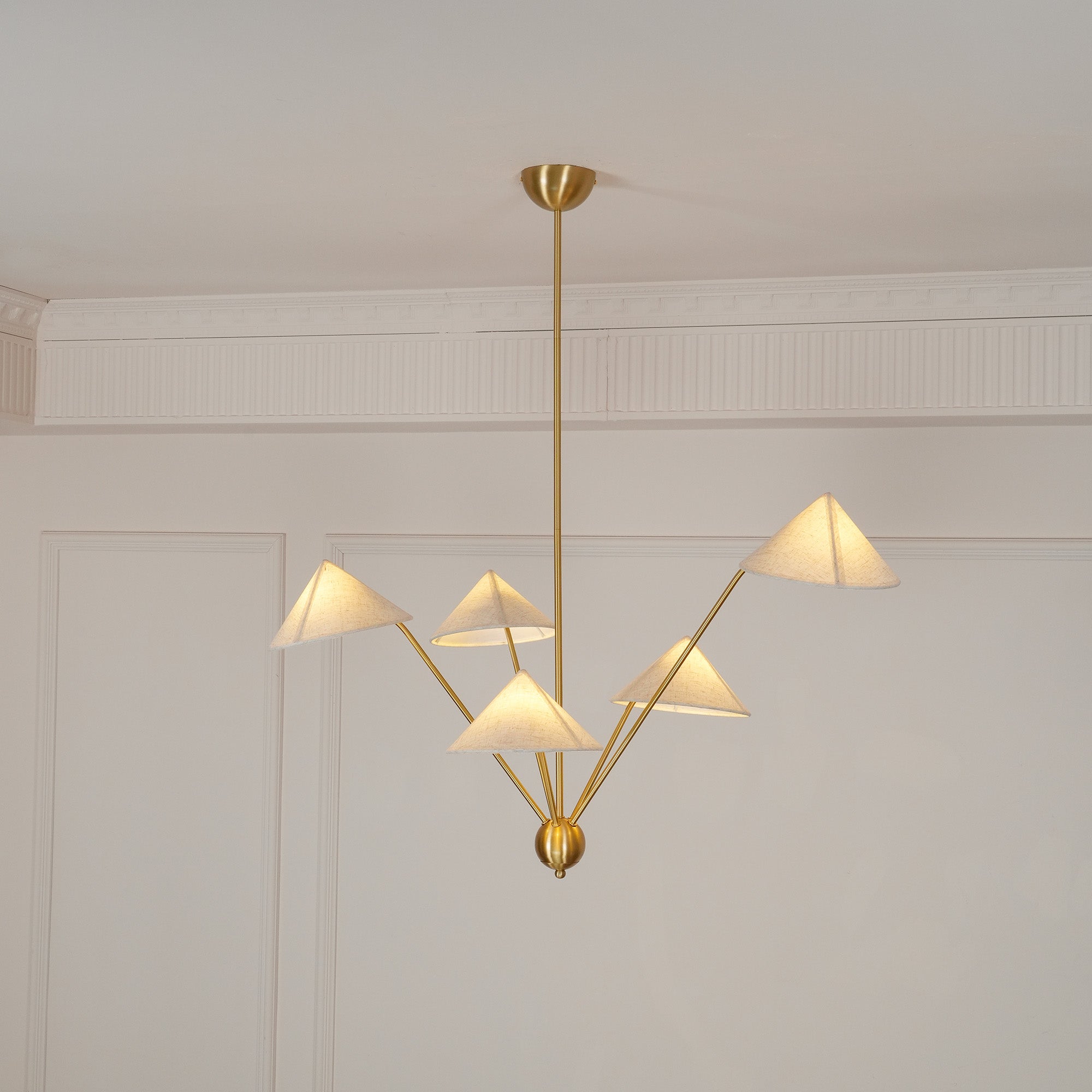 Oriisora Chandelier Brass Curved Beige