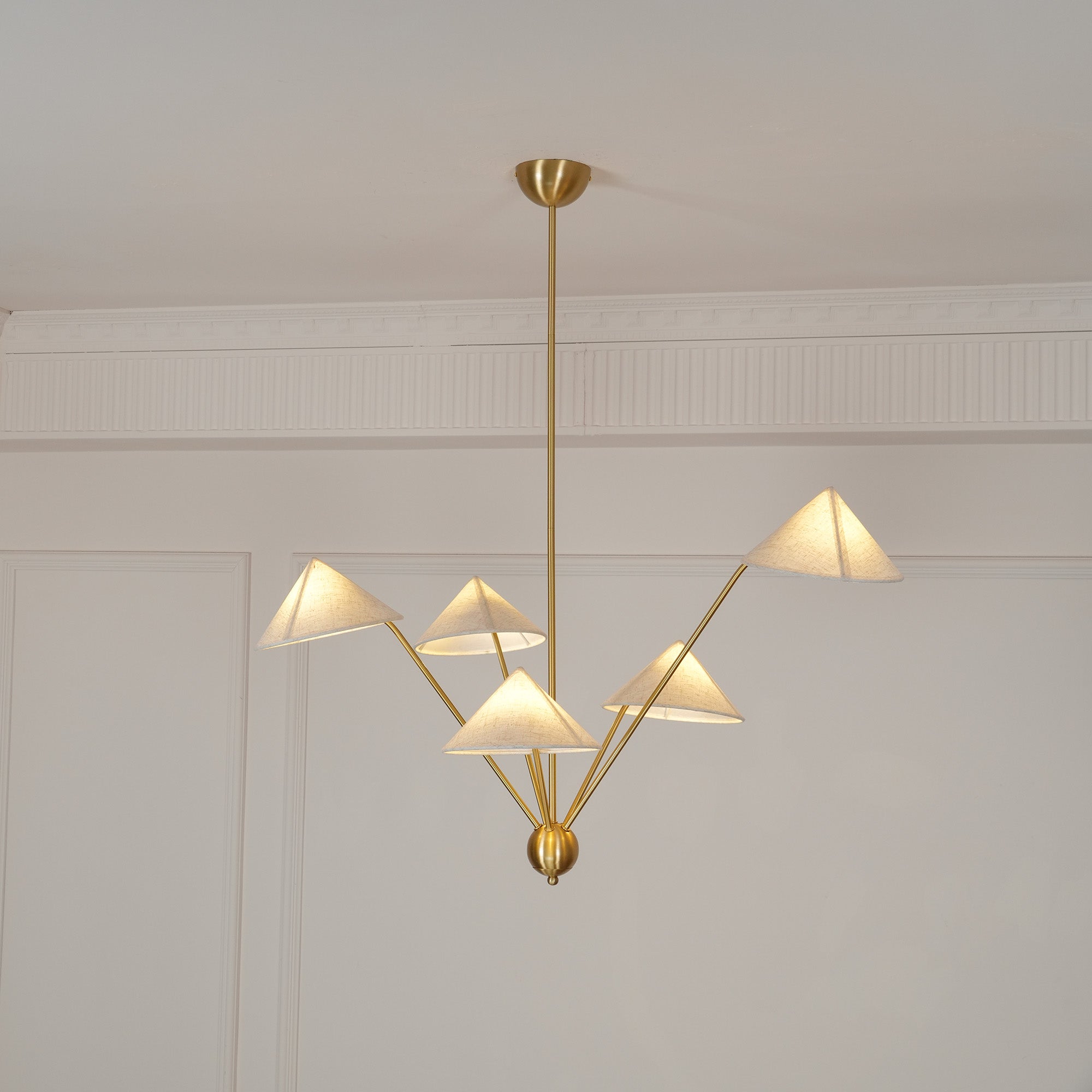Oriisora Chandelier Brass Curved Beige