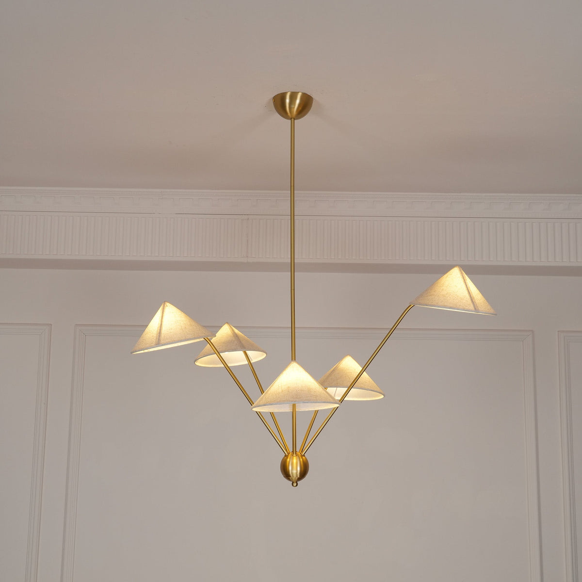 Oriisora Chandelier Brass Curved Beige
