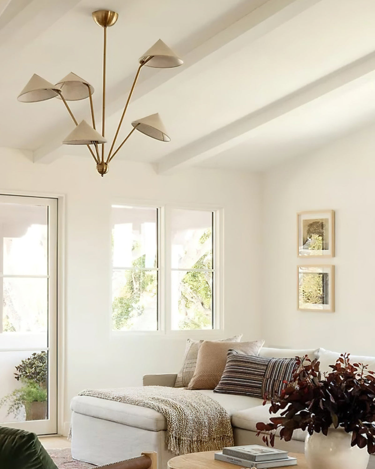 Oriisora Chandelier Brass Curved Beige