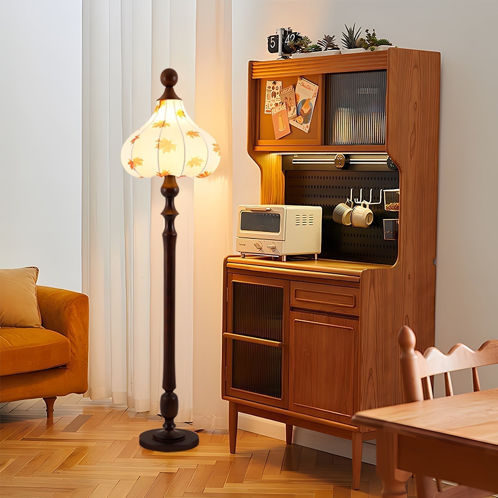 Maplen Wood Fabric Vintage Floor Lamp