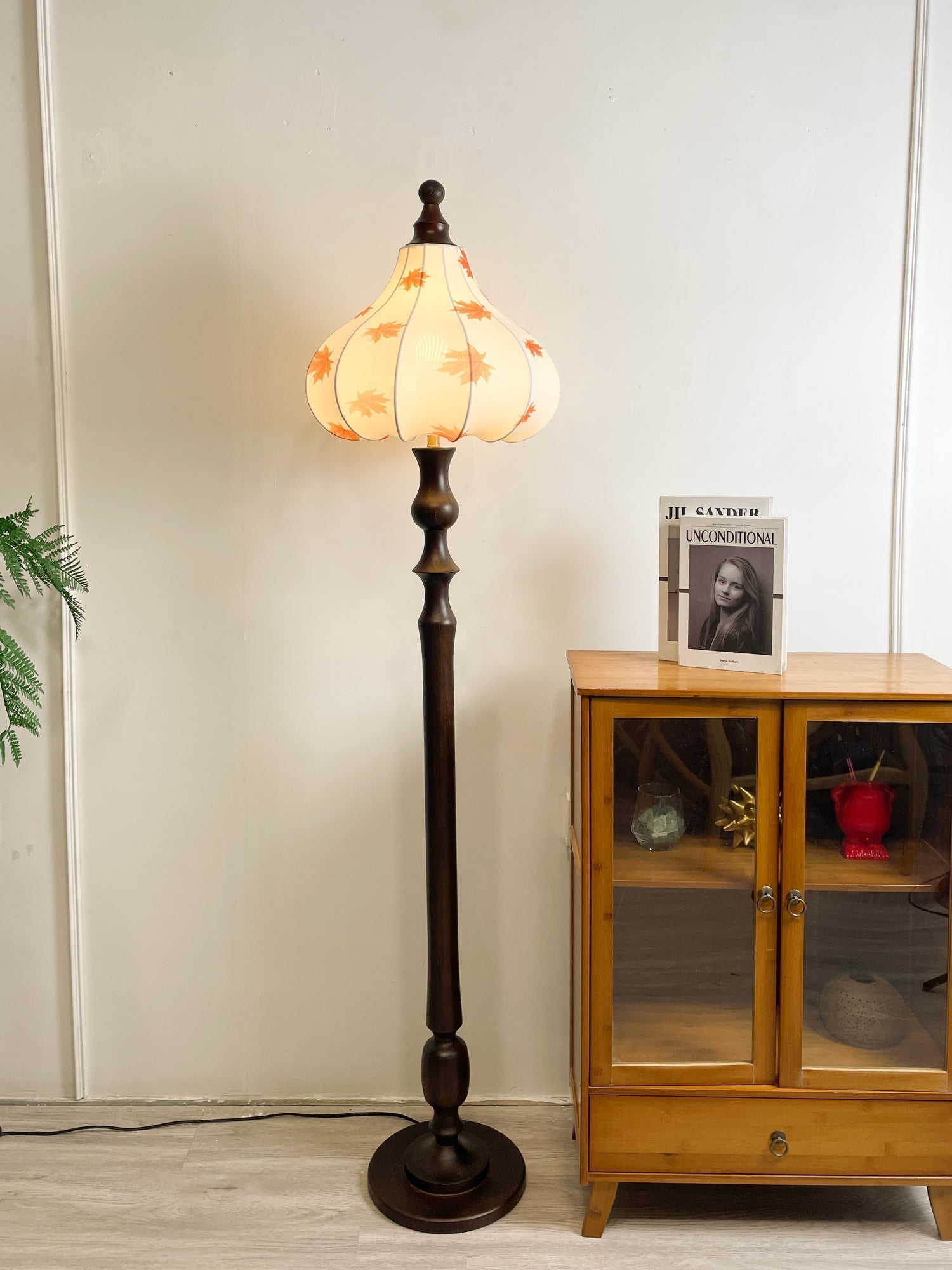 Maplen Wood Fabric Vintage Floor Lamp