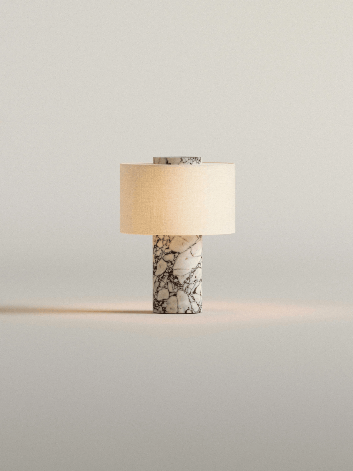 Kalvy Cylindrical Travertine Marble Table Lamp