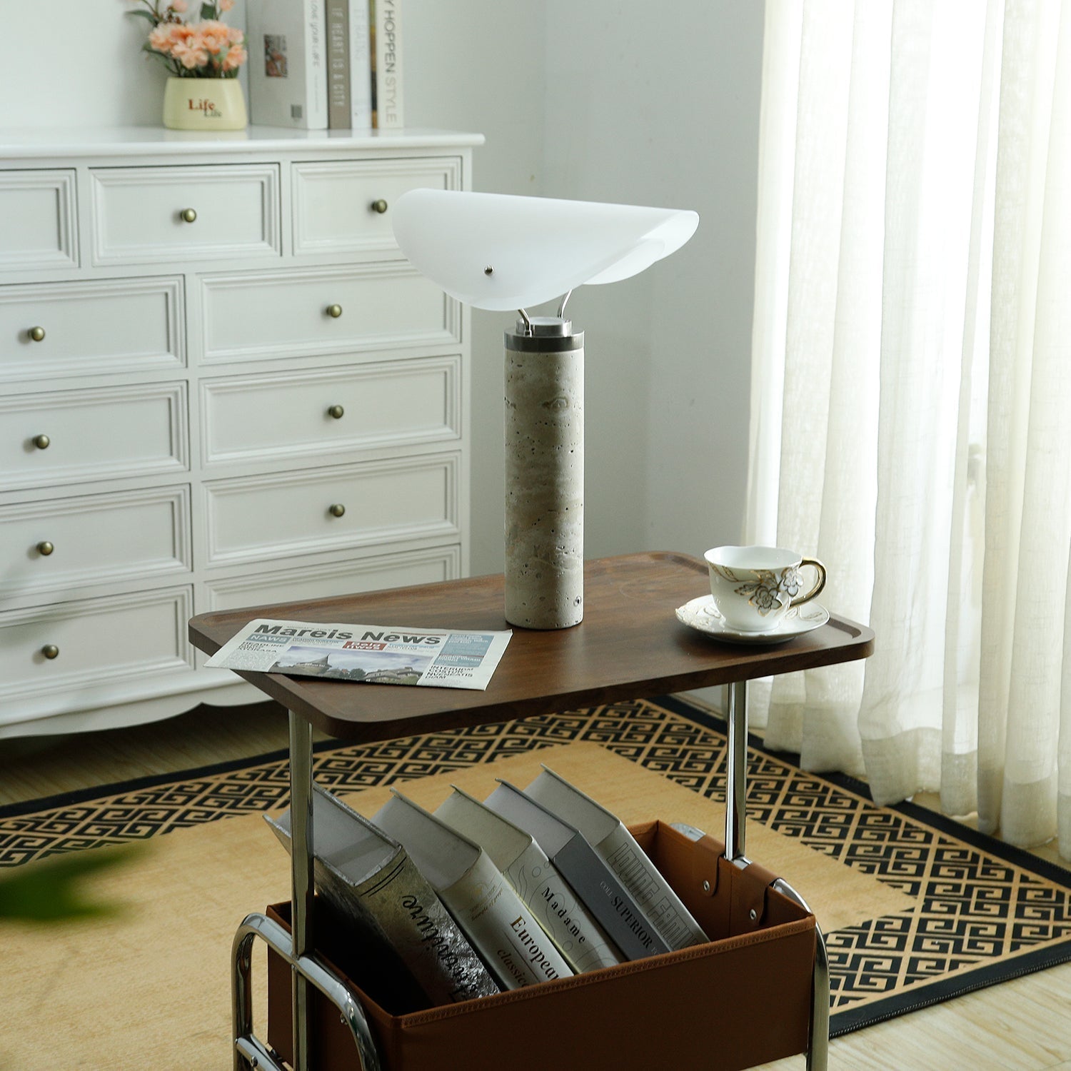 Inorielis Sculptural Travertine Table Lamp