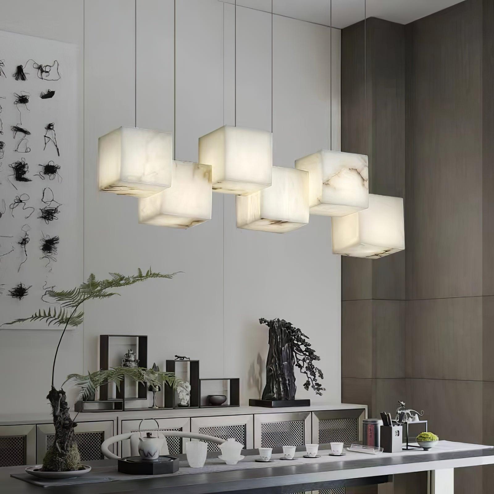 Ivnoros Minimalist Alabaster Linear Pendant Light - Neutral Decor