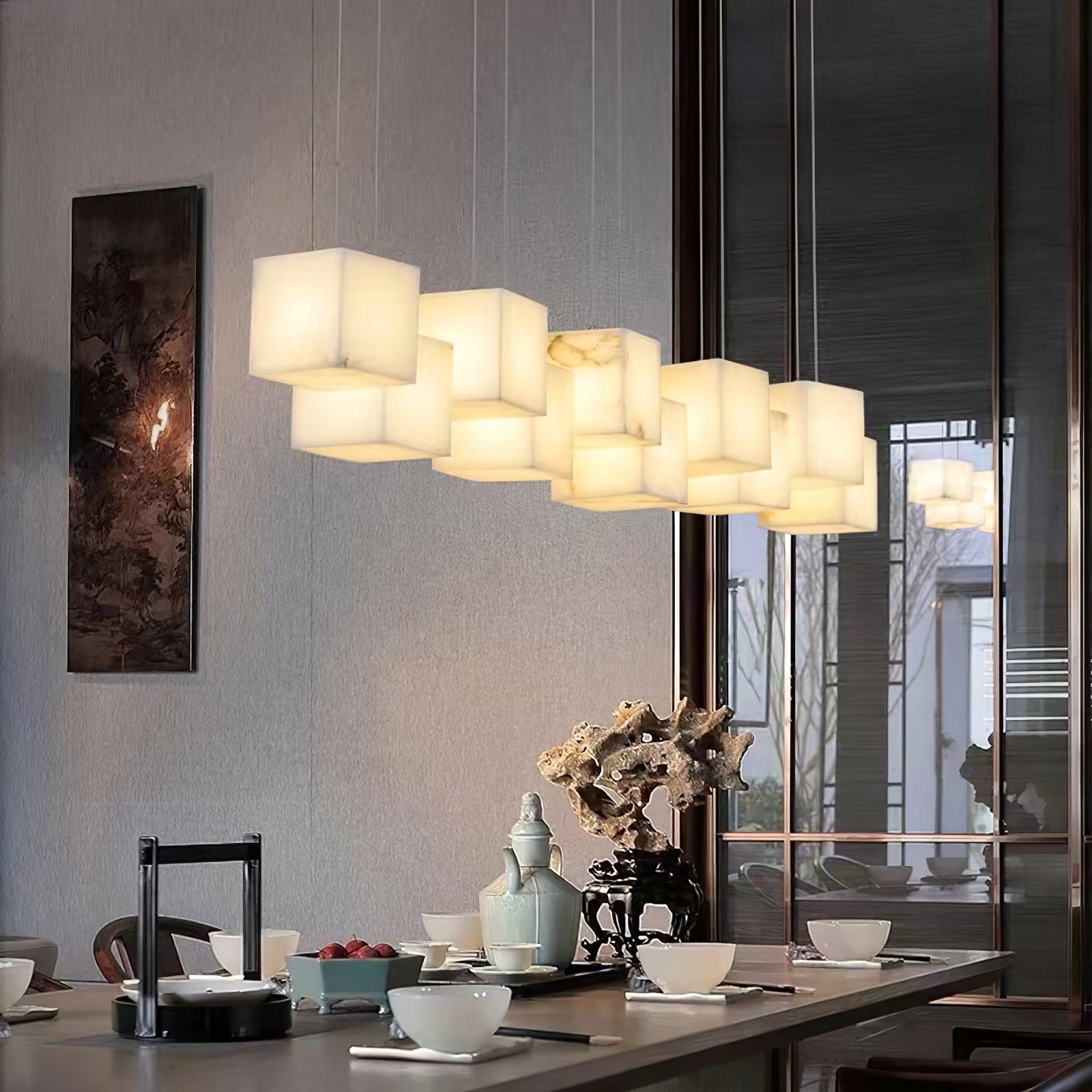 Ivnoros Minimalist Alabaster Linear Pendant Light - Neutral Decor