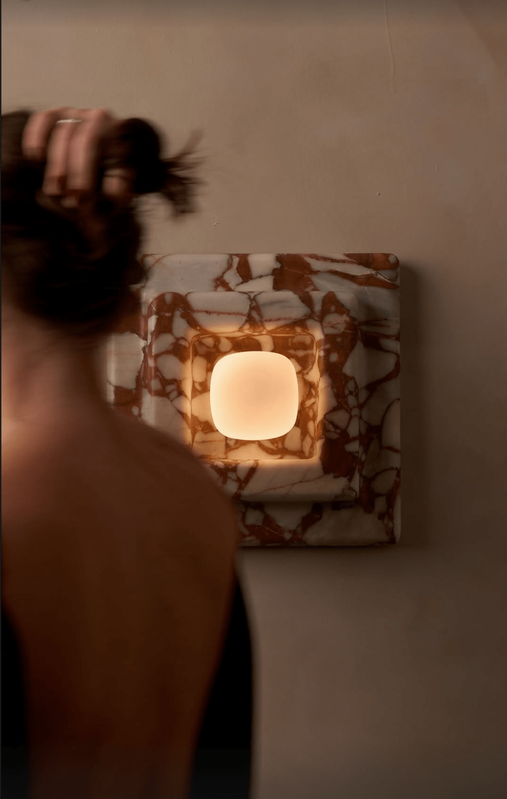 Ziv Hearthwood Square Layered Marble Wall Lamp