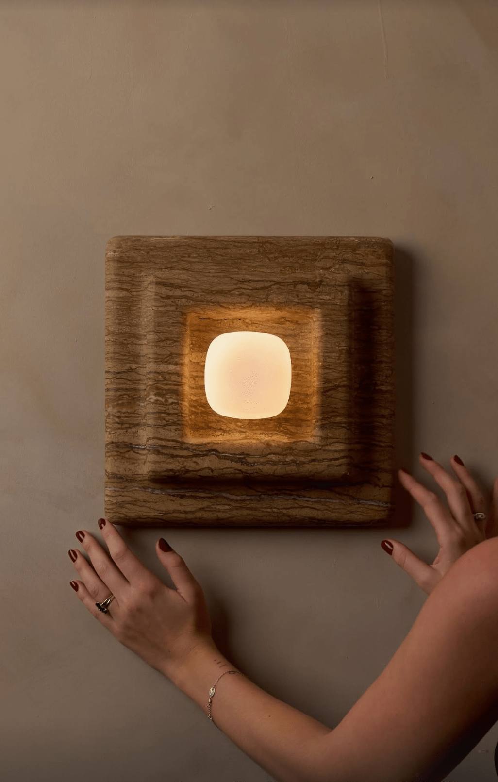 Ziv Hearthwood Square Layered Marble Wall Lamp