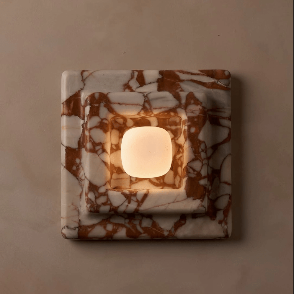 Ziv Hearthwood Square Layered Marble Wall Lamp